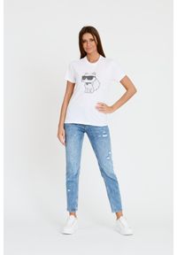 Karl Lagerfeld - KARL LAGERFELD Biały damski t-shirt Ikonik 2.0, Rozmiar XS. Kolor: biały #4