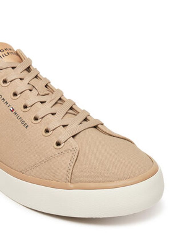 TOMMY HILFIGER - Tommy Hilfiger Sneakersy Th Hi Vulc Low Core Canvas FM0FM05396 Beżowy. Kolor: beżowy. Materiał: materiał