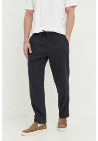 Abercrombie & Fitch spodnie z domieszką lnu kolor czarny proste. Kolor: czarny. Materiał: len #1