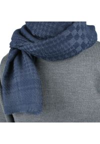 Lekki Szalik Wiosenno-Jesienny - Teer - Ciemnoniebieski w Kratę. Okazja: na spacer. Kolor: niebieski. Materiał: poliester. Sezon: wiosna, jesień. Styl: elegancki #5