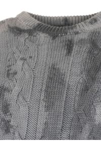 Takeshy Kurosawa Sweter | 83063 | Maglia Treccia Sfumata | Mężczyzna | Szary. Okazja: na co dzień. Kolor: szary. Materiał: bawełna, wełna, poliamid. Wzór: ze splotem, aplikacja. Styl: casual #8