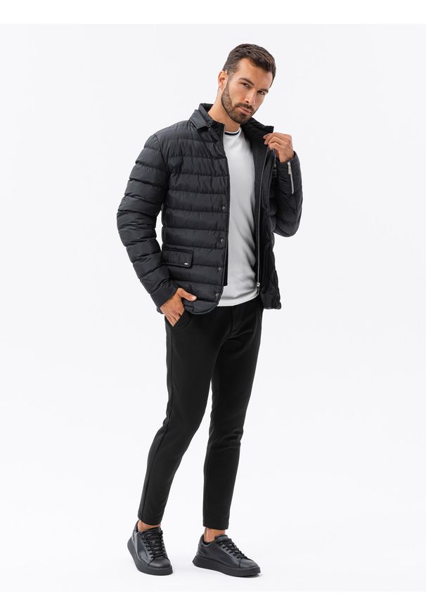 Czarna kurtka Ombre Clothing ze stójką, na zimę