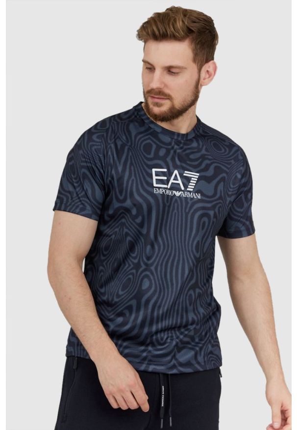 EA7 Emporio Armani - EA7 Funkcyjny t-shirt męski Ventus 7. Kolor: niebieski. Wzór: aplikacja. Styl: sportowy