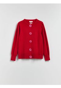 Reserved - Kardigan z różą - pastelowy róż. Kolor: różowy. Materiał: dzianina, bawełna. Wzór: gładki #1