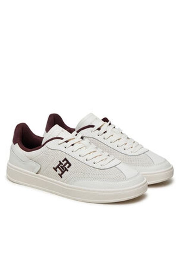 TOMMY HILFIGER - Tommy Hilfiger Sneakersy Heritage Sneaker Perf FW0FW08380 Biały. Kolor: biały. Materiał: skóra, zamsz