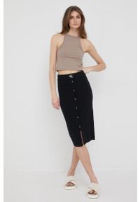 Calvin Klein Jeans spódnica kolor czarny midi prosta. Okazja: na co dzień. Kolor: czarny. Materiał: dzianina. Wzór: gładki. Styl: casual