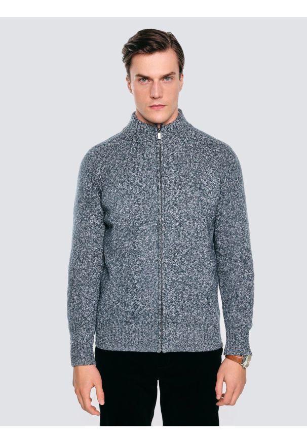 Big-Star - Sweter męski rozpinany melanżowy niebieski Dionis 402. Okazja: do pracy, na uczelnię, na co dzień. Kolor: niebieski. Materiał: materiał, dzianina, jeans, bawełna. Wzór: melanż. Styl: elegancki, casual