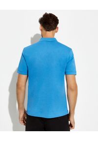 prada - PRADA - Niebieski t-shirt polo. Typ kołnierza: polo. Kolor: niebieski. Materiał: bawełna. Styl: klasyczny #4