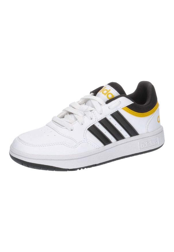 Adidas - Buty adidas Hoops 3.0 białe dla dzieci. Okazja: na co dzień. Kolor: czarny, wielokolorowy, biały. Materiał: syntetyk. Szerokość cholewki: normalna