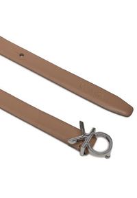 Calvin Klein Pasek Damski Ck Thin Belt 1.5Cm K60K612360 Beżowy. Kolor: beżowy. Materiał: skóra