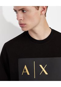 Armani Exchange - ARMANI EXCHANGE - Czarna bluza z logo. Kolor: czarny. Materiał: bawełna. Długość rękawa: długi rękaw. Długość: długie. Wzór: aplikacja. Styl: klasyczny #5