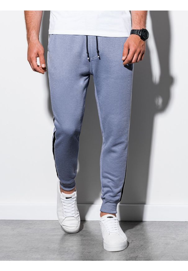 Niebieskie spodnie Ombre Clothing eleganckie, gładkie