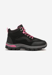 Renee - Czarno-Fuksjowe Buty Trekkingowe Trapery Vices Ozdobione Geometrycznym Motywem Anarisse. Okazja: na co dzień. Kolor: czarny. Materiał: jeans. Wzór: aplikacja, geometria. Styl: casual, elegancki #6