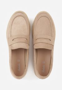 Renee - Ciemnobeżowe Mokasyny z Plecionką w Stylu Boho Galenatea. Okazja: na co dzień, do pracy. Kolor: beżowy. Materiał: jeans. Wzór: aplikacja. Sezon: lato. Styl: boho #4