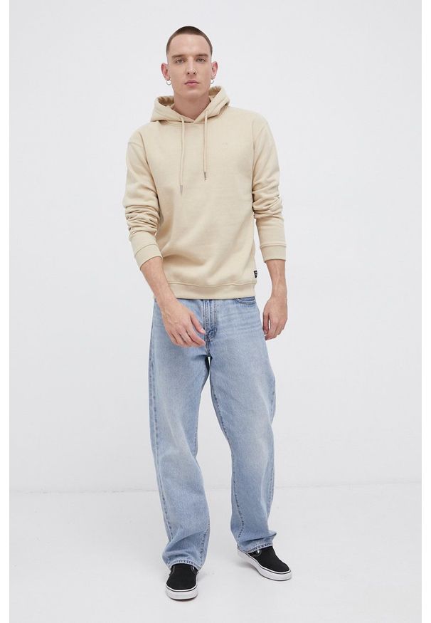 Tom Tailor - Bluza. Kolor: beżowy. Materiał: bawełna, dzianina. Wzór: gładki