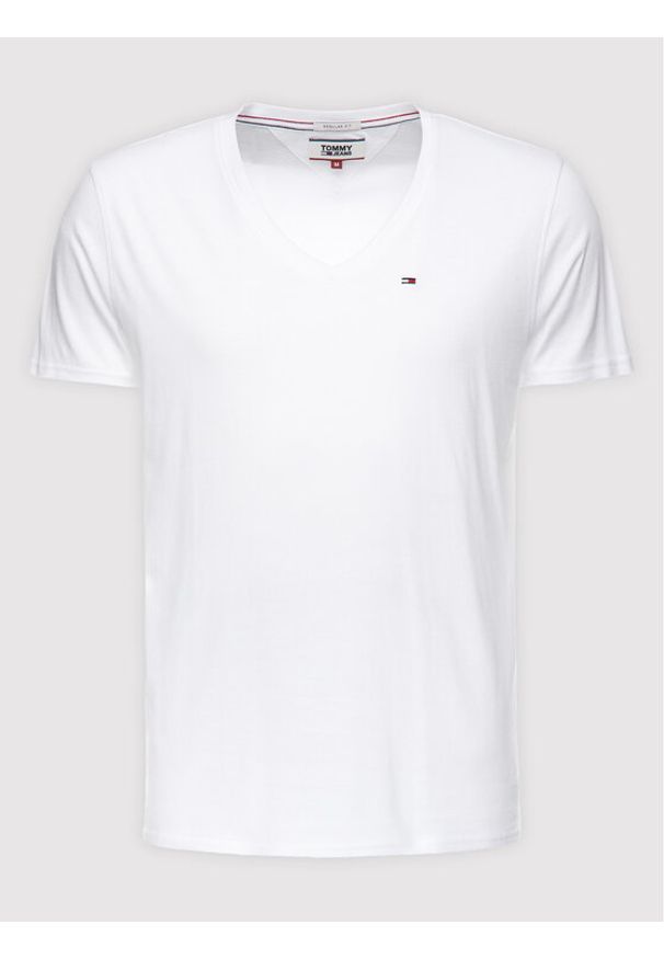Tommy Jeans T-Shirt DM0DM04410 Biały Regular Fit. Kolor: biały. Materiał: bawełna
