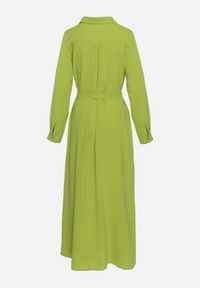 Born2be - Zielona Rozpinana Sukienka Koszulowa z Regulowanymi Rękawami Grimoire. Kolor: zielony. Materiał: tkanina. Typ sukienki: koszulowe #7