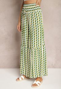 Renee - Zielone Spodnie z Wiskozy High Waist Typu Palazzo z Gumką w Talii Tiimacella. Stan: podwyższony. Kolor: zielony. Materiał: wiskoza. Sezon: lato