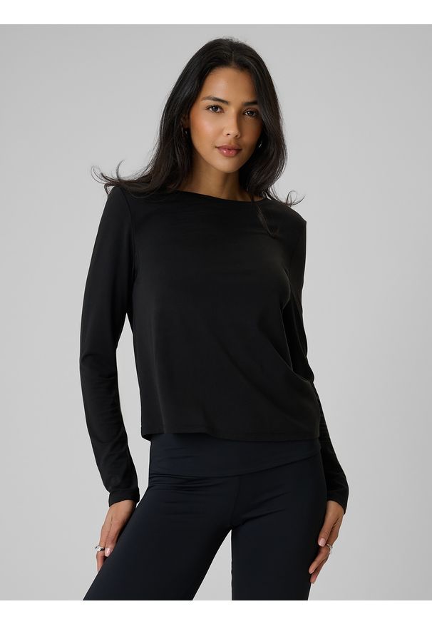 4f - 4F Longsleeve regular z modalem damski - czarny XL. Okazja: na co dzień. Typ kołnierza: dekolt na plecach. Kolor: czarny. Materiał: materiał, skóra, dzianina. Długość rękawa: długi rękaw. Styl: casual