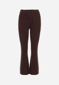 Born2be - Brązowe Spodnie Dzwony z Dzianiny z Wiskozą Zetiva. Kolor: brązowy. Materiał: wiskoza, dzianina #4