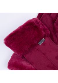Wittchen - Damskie rękawiczki ze sztucznym futerkiem bordowe. Kolor: czerwony. Materiał: poliester #2