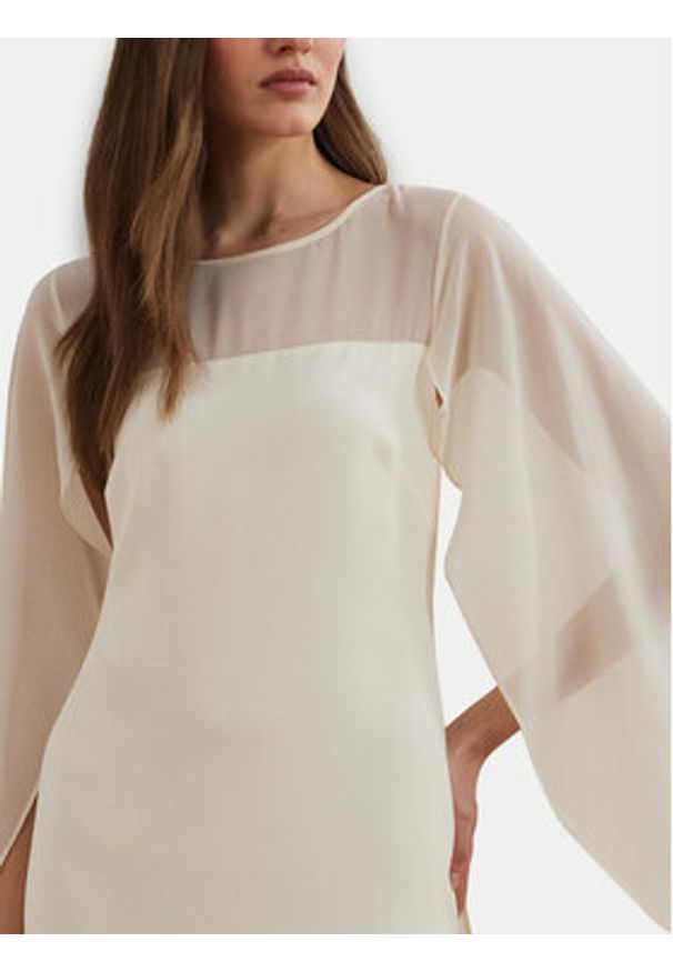 Lauren Ralph Lauren - LAUREN RALPH LAUREN Sukienka koktajlowa 253963771001 Écru Regular Fit. Kolor: kremowy. Materiał: syntetyk. Styl: wizytowy
