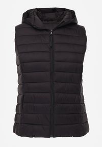 Born2be - Czarna Pikowana Kamizelka Przejściowa z Kapturem Neanissa. Okazja: na co dzień. Typ kołnierza: kaptur. Kolor: czarny. Materiał: jeans. Styl: casual #6