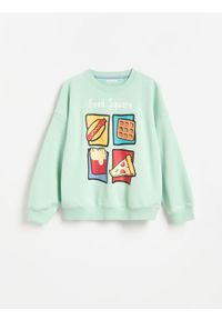 Reserved - Bluza z nadrukiem - jasnozielony. Kolor: zielony. Materiał: bawełna, dzianina. Wzór: nadruk #1