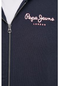 Pepe Jeans bluza bawełniana GEORGE ZIP męska kolor granatowy z kapturem z nadrukiem. Okazja: na co dzień. Typ kołnierza: kaptur. Kolor: niebieski. Materiał: bawełna. Wzór: nadruk. Styl: casual #5