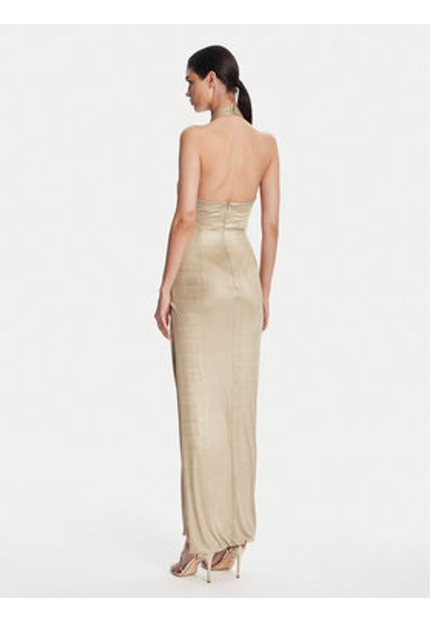 Fracomina Sukienka wieczorowa FQ25SD3002W798T4 Złoty Slim Fit. Kolor: złoty. Materiał: syntetyk. Styl: wizytowy