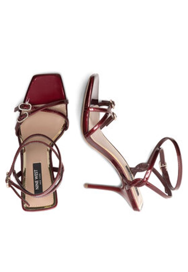 Nine West Sandały FARAZA ZL23014CC Bordowy. Kolor: czerwony. Materiał: skóra
