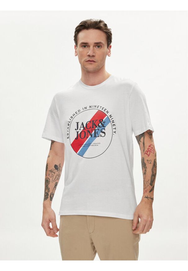 Jack & Jones - Jack&Jones T-Shirt Loof 12248624 Biały Standard Fit. Kolor: biały. Materiał: bawełna