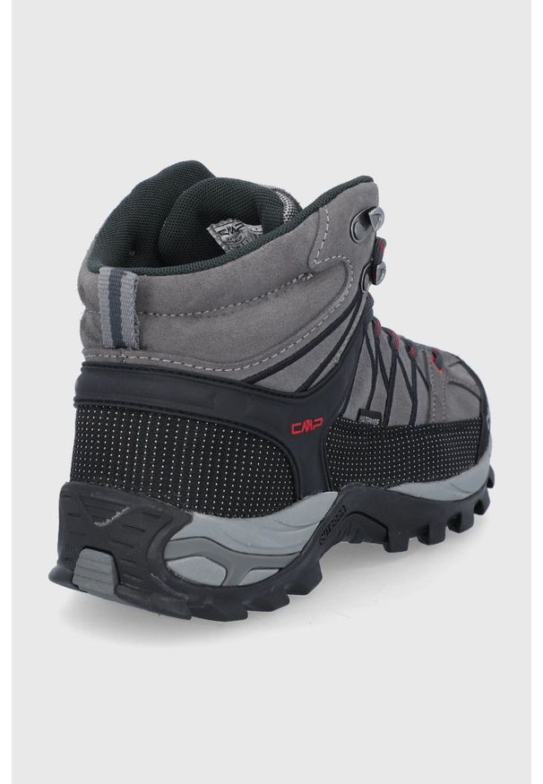 CMP - Buty zamszowe Rigel Mid Trekking Shoe. Nosek buta: okrągły. Zapięcie: sznurówki. Kolor: szary. Materiał: zamsz. Sport: turystyka piesza