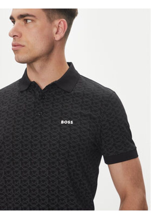BOSS Polo Paddy Striped C 50540719 Czarny Regular Fit. Typ kołnierza: polo. Kolor: czarny. Materiał: bawełna