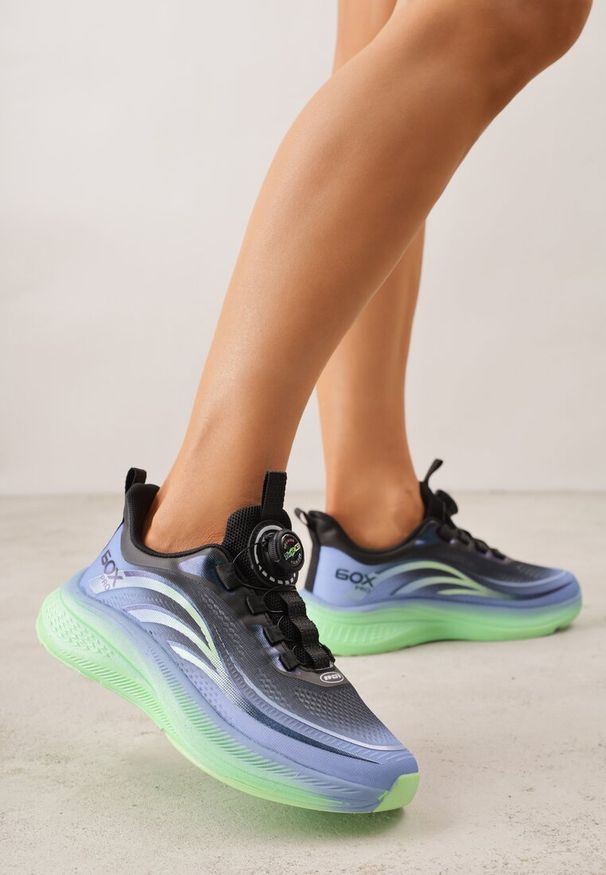 Born2be - Czarno-Niebieskie Buty Sportowe Sneakersy z Napisami i Geometrycznym Wzorem Adraseise. Okazja: na co dzień. Kolor: czarny. Materiał: jeans. Wzór: geometria, napisy