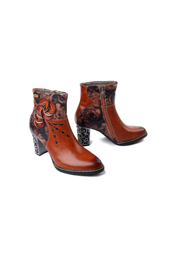 Laura Vita - LAURA VITA 0007317 Ledao 43 camel, botki damskie. Zapięcie: zamek. Kolor: brązowy. Materiał: skóra. Obcas: na obcasie. Wysokość obcasa: średni