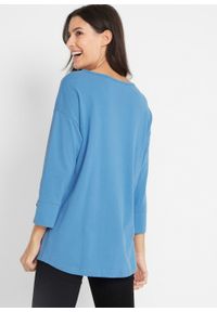 Shirt oversize o waflowej fakturze, rękawy 3/4 bonprix błękitny. Kolor: niebieski #6