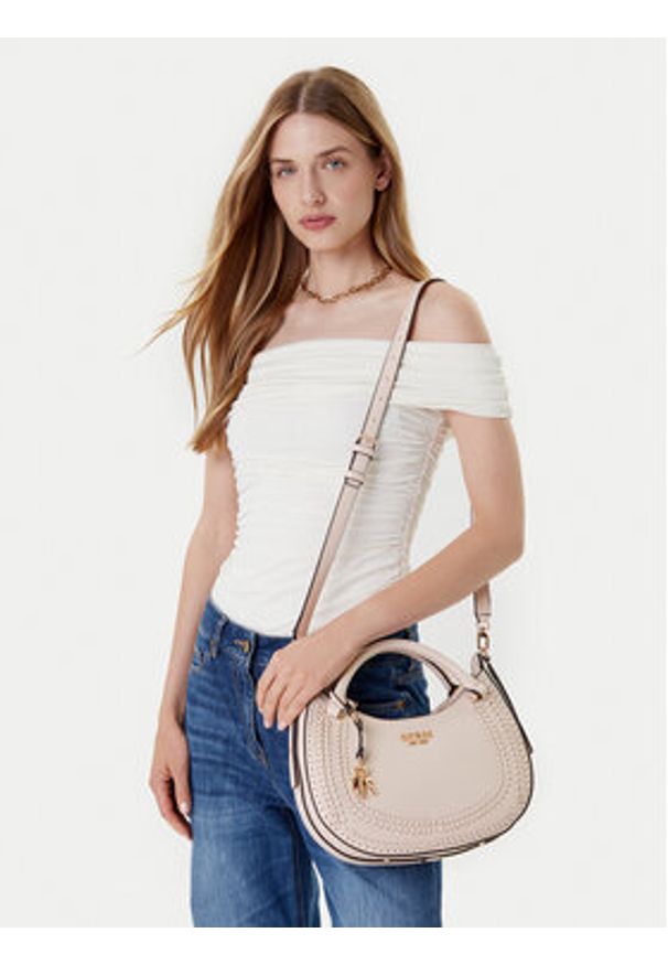 Guess Torebka Tatum HWNG96 67060 Beżowy. Kolor: beżowy. Materiał: skórzane