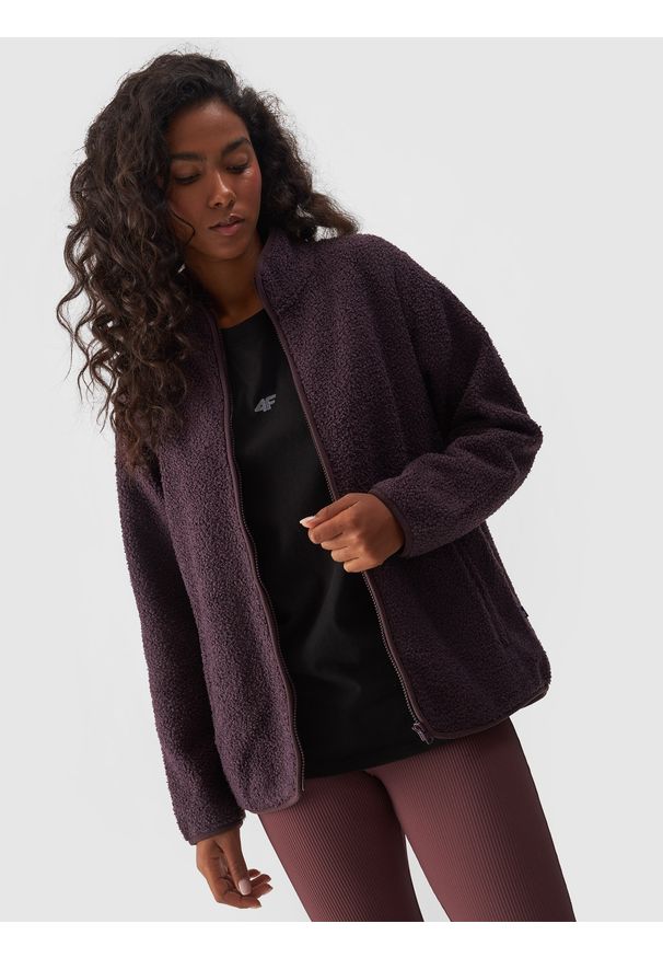 4f - 4F Polar sherpa ze stójką regular damski - fioletowy XL. Typ kołnierza: kołnierzyk stójkowy. Kolekcja: plus size. Kolor: fioletowy. Materiał: polar. Sezon: zima. Sport: narciarstwo, turystyka piesza, snowboard, wspinaczka