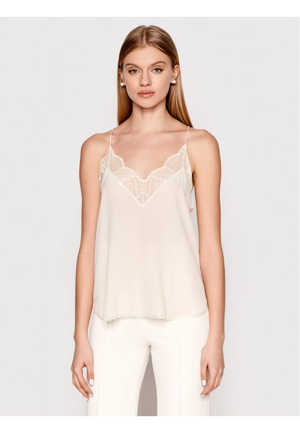 Zadig&Voltaire Top Christy WWCR00014 Beżowy Loose Fit. Kolor: beżowy. Materiał: jedwab