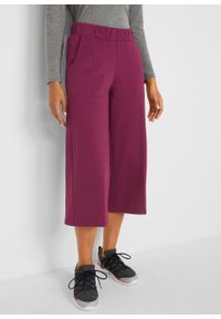 Spodnie dresowe culotte 7/8 z bawełny organicznej, Level 1 bonprix jeżynowy. Kolor: fioletowy. Materiał: materiał, bawełna. Styl: sportowy #3