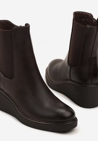 Born2be - Brązowe Botki Sztyblety na Koturnie Fesirea. Okazja: na co dzień. Kolor: brązowy. Materiał: jeans. Obcas: na koturnie. Styl: wizytowy, casual, elegancki #3
