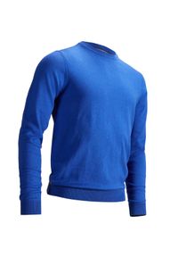 INESIS - Sweter do golfa MW500 męski. Typ kołnierza: golf. Kolor: niebieski. Materiał: materiał, bawełna. Sport: golf
