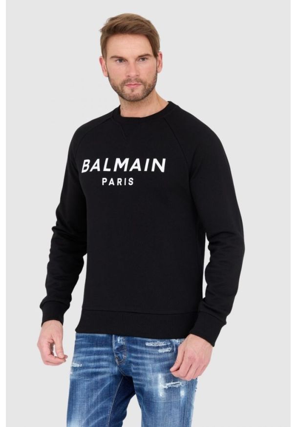Balmain - BALMAIN Czarna bluza męska z logo. Kolor: czarny