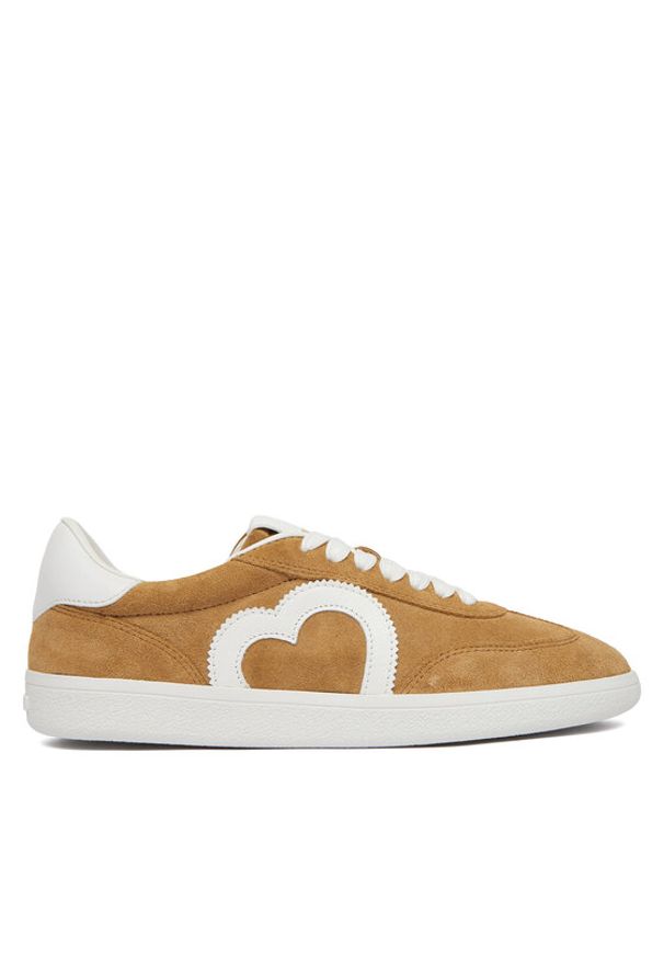 Love Moschino - LOVE MOSCHINO Sneakersy JA15112G1OIG0104 Beżowy. Kolor: beżowy. Materiał: skóra, zamsz