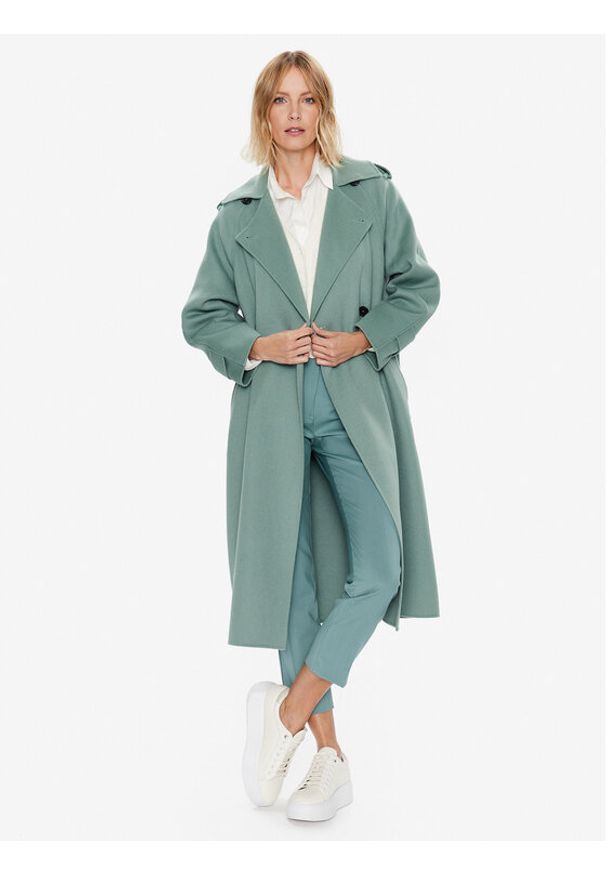 Płaszcz wełniany Weekend Max Mara. Kolor: zielony. Materiał: wełna