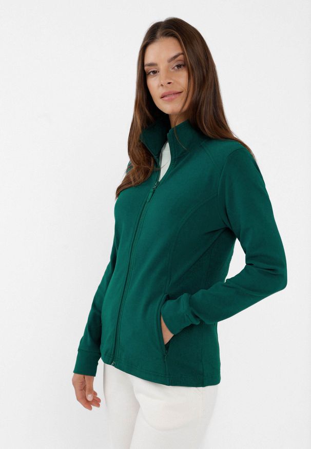 Volcano - Turkusowy, dopasowany polar F-MOYA. Typ kołnierza: kołnierzyk stójkowy. Kolor: turkusowy. Materiał: polar. Wzór: gładki