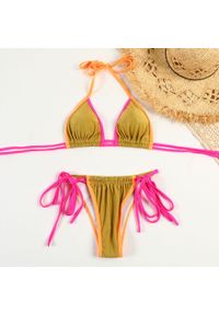 Intica - Bikini plażowe minimalistyczne z wysokiej jakości materiału Theres. Kolor: żółty. Materiał: materiał #1