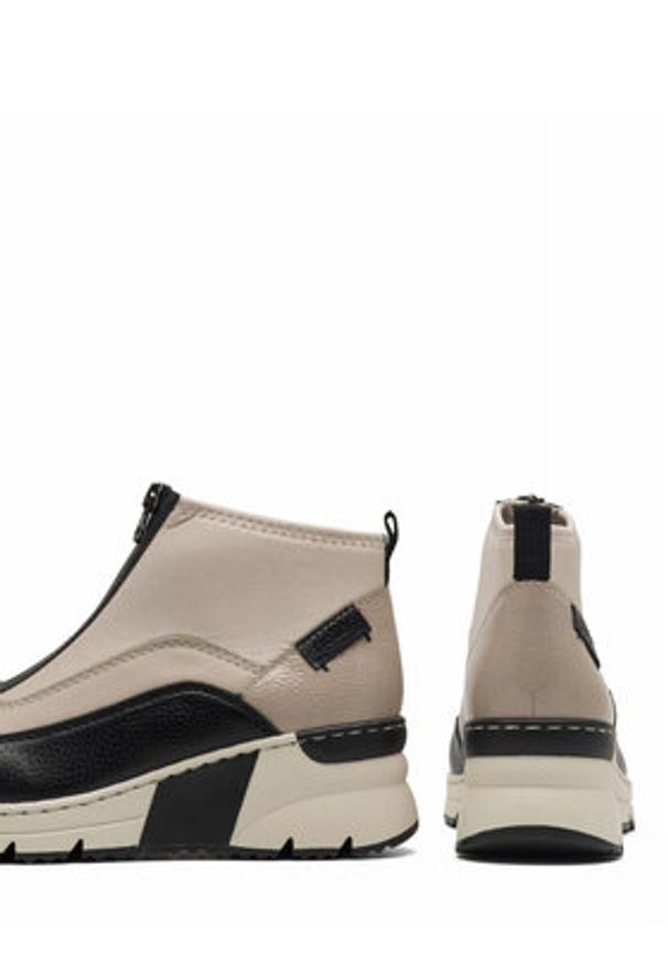 Rieker Botki N6352-60 Beżowy. Kolor: beżowy. Materiał: materiał