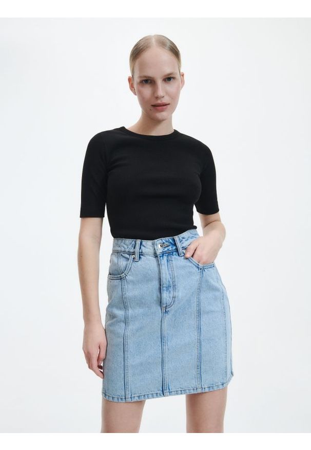 Reserved - Spódnica jeansowa - niebieski. Kolor: niebieski. Materiał: jeans